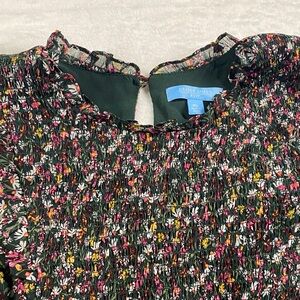 Draper James Green Floral Smocked Dress